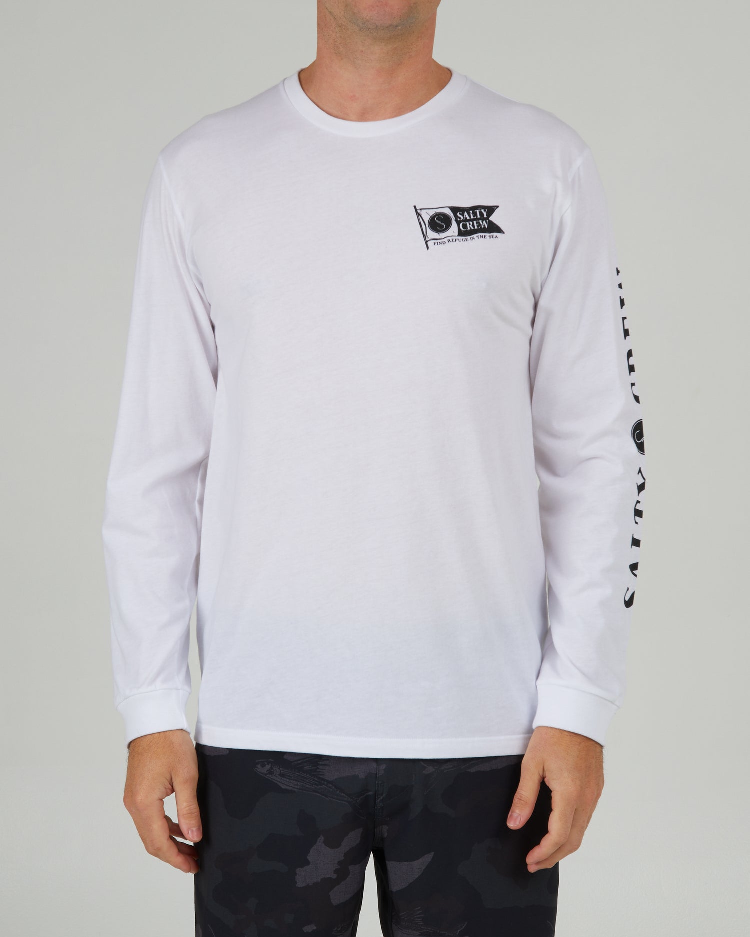 front view of Pennant White L/S Premium Tee