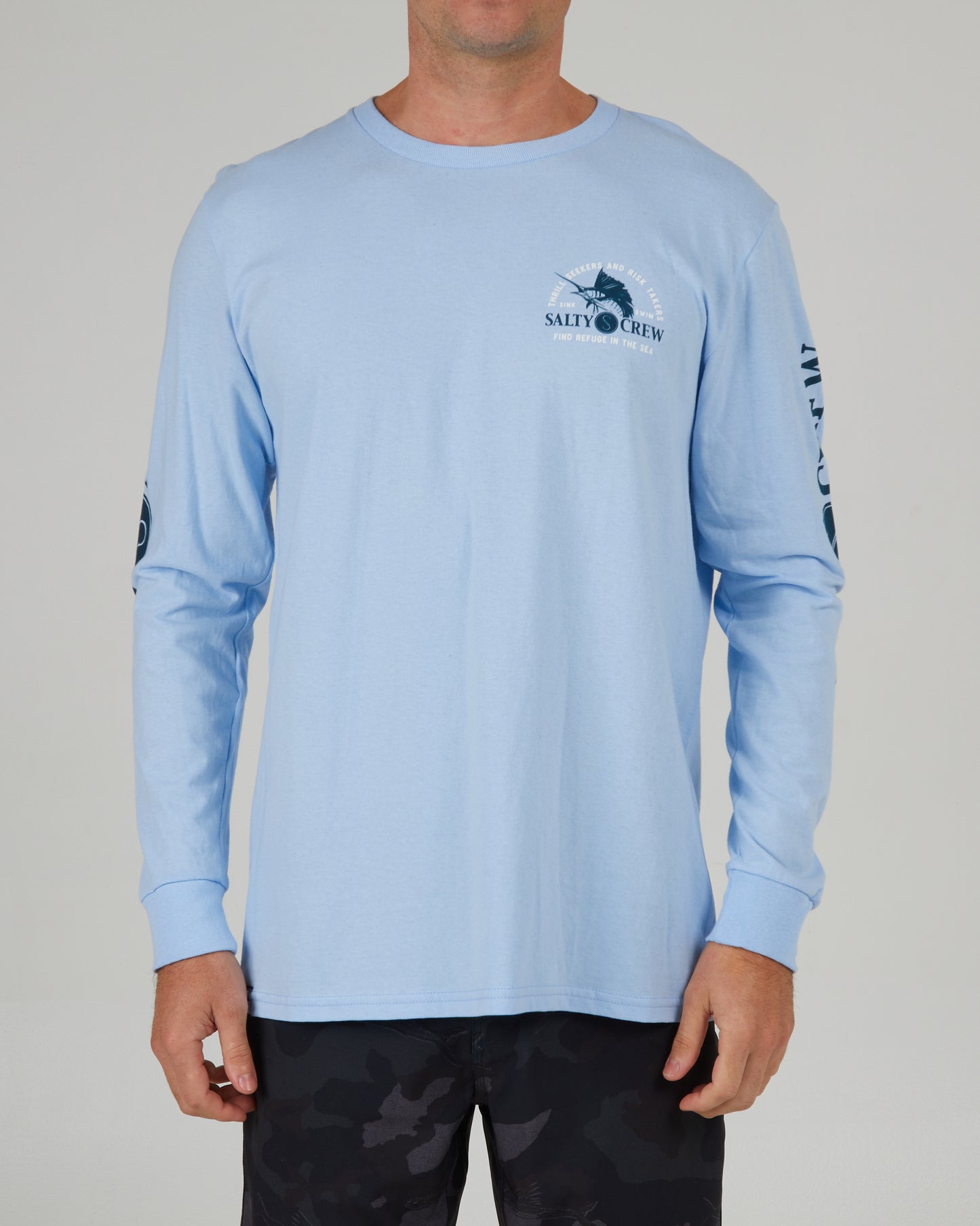 front view of Yacht Club Light Blue L/S Standard Tee