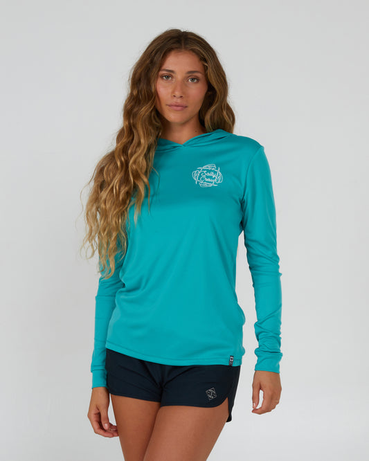 front view of Drawn In Circles Hooded Sunshirt