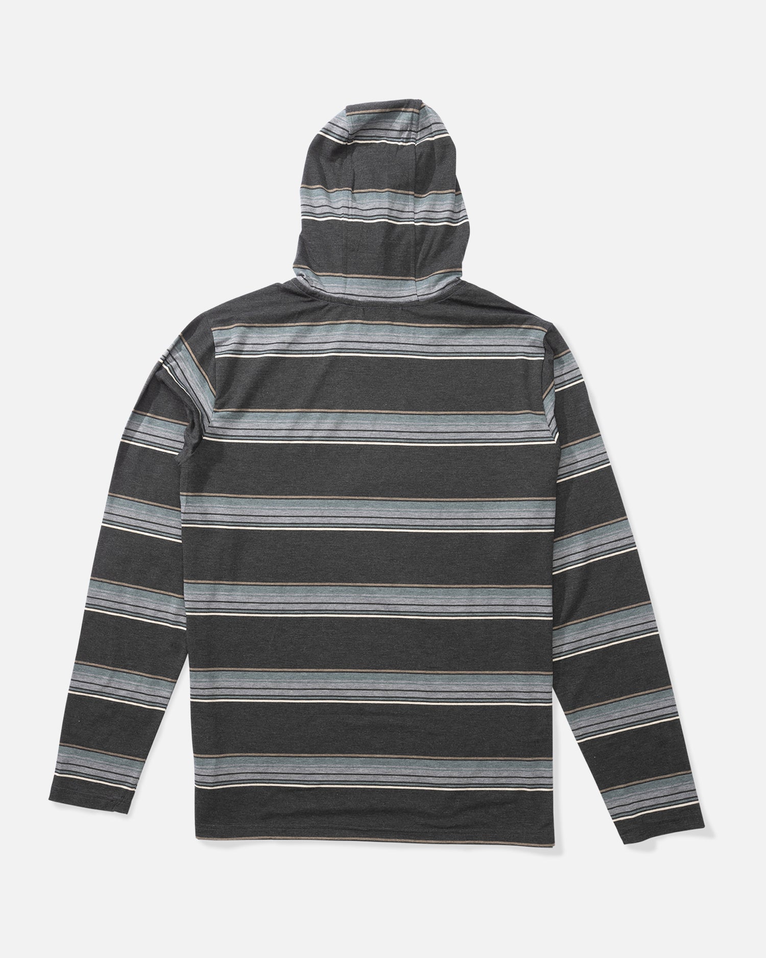 Back view of the Stacked Up UV Sunshirt Hoodie - Coal. 
