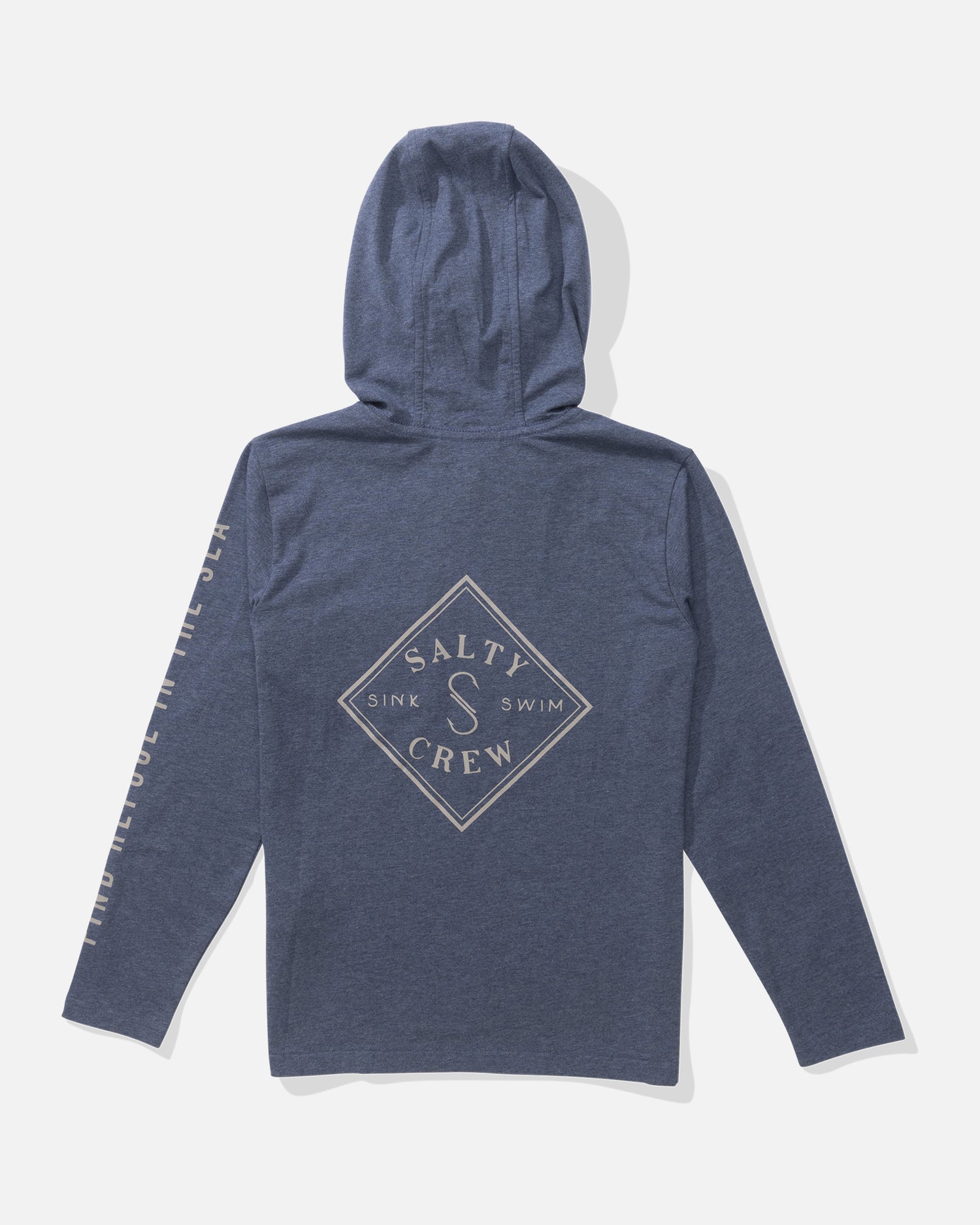 Back view of the Tippet Boys Tech Tee Hoodie - Navy. 
