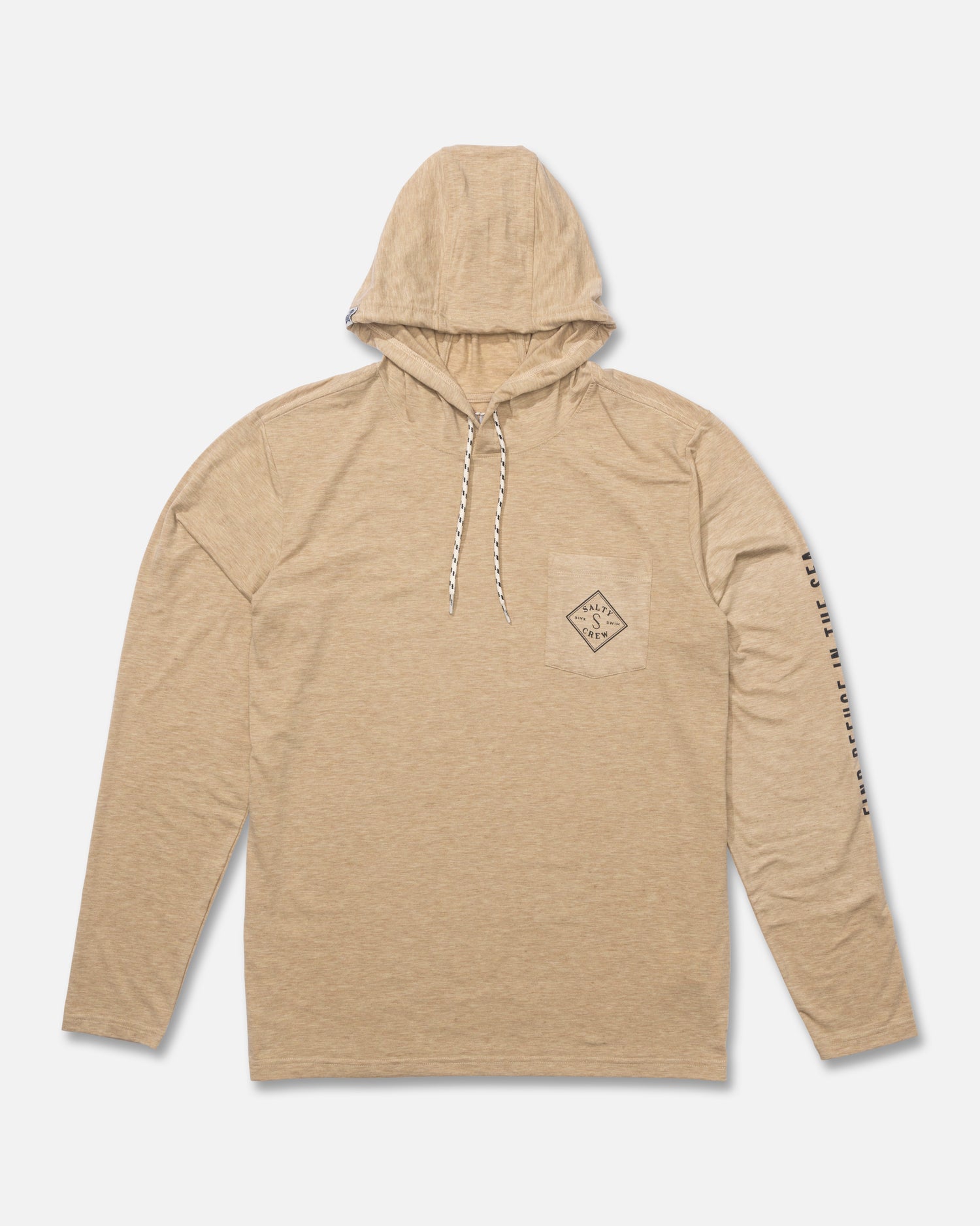 Front view of the Tippet Pocket UV Hoodie - Khaki. 