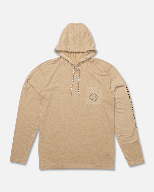 Front view of the Tippet Pocket UV Hoodie - Khaki. 