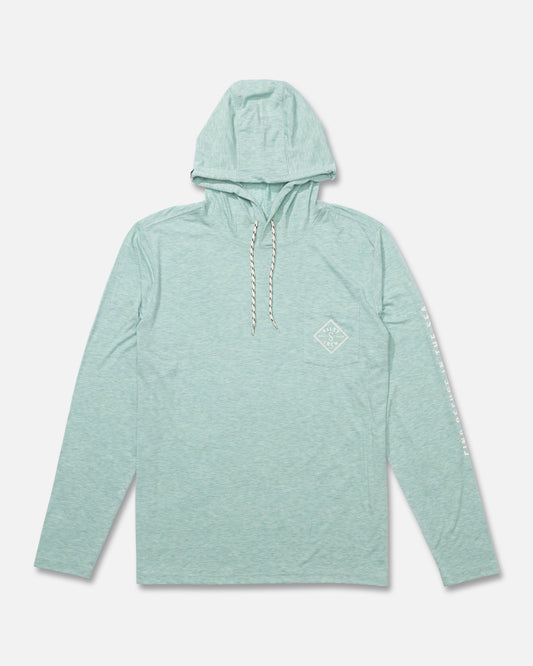 Front view of the Tippet Pocket UV Hoodie - Marine. 