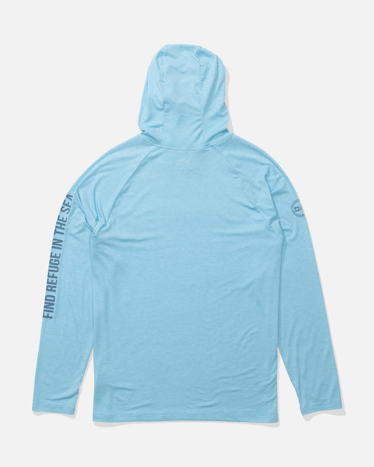 Back view of the Mariner Lite UV Hood - Air Blue. 