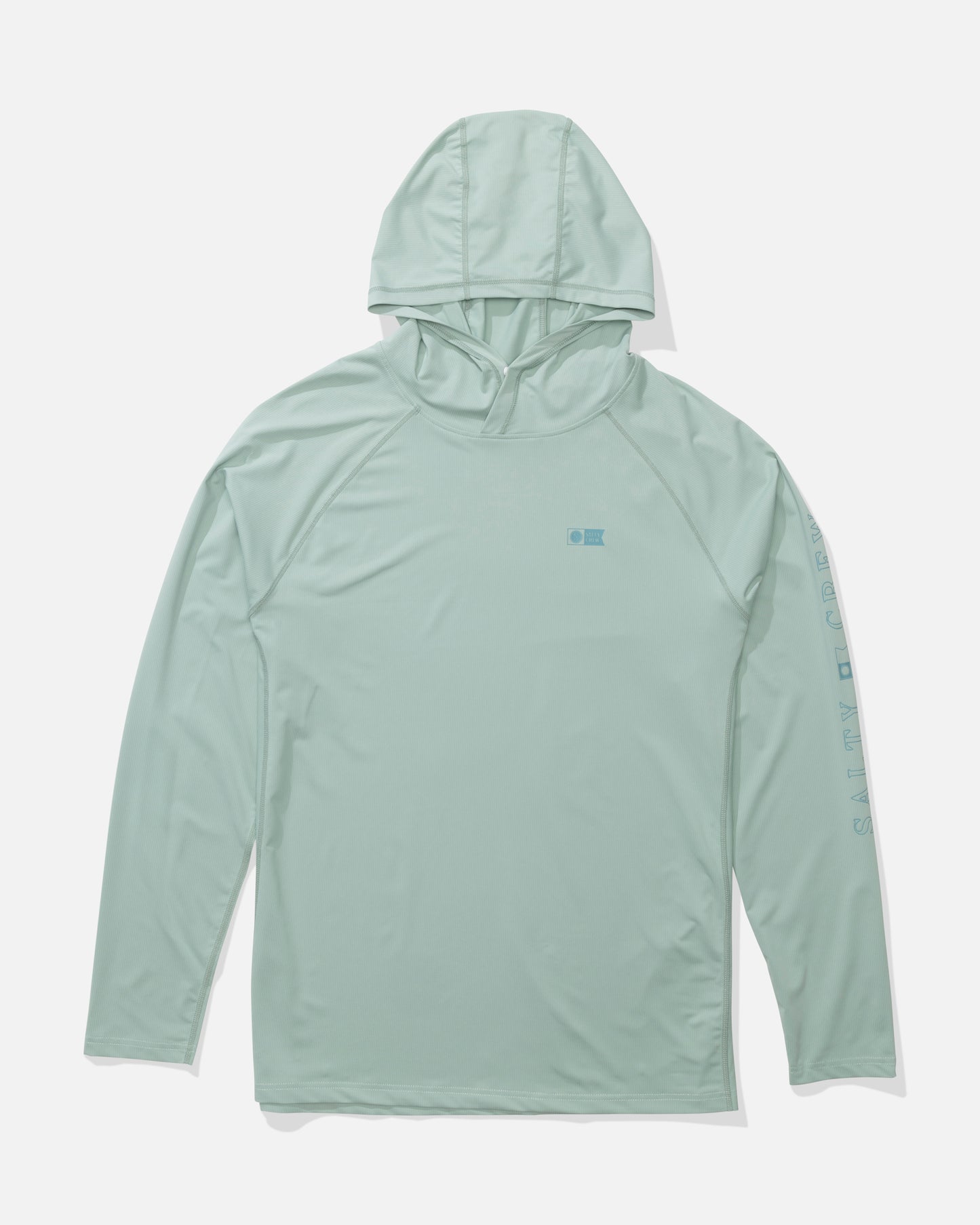 Front view of the Apex Perforated Sunshirt - Jade. 