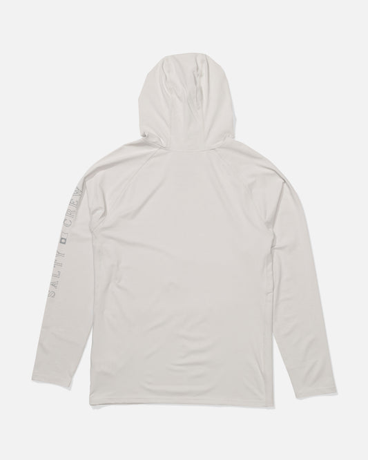 The Apex Perforated Sunshirt in Light Grey is a hooded jacket made from breathable perforated fabric, offering both comfort and style.