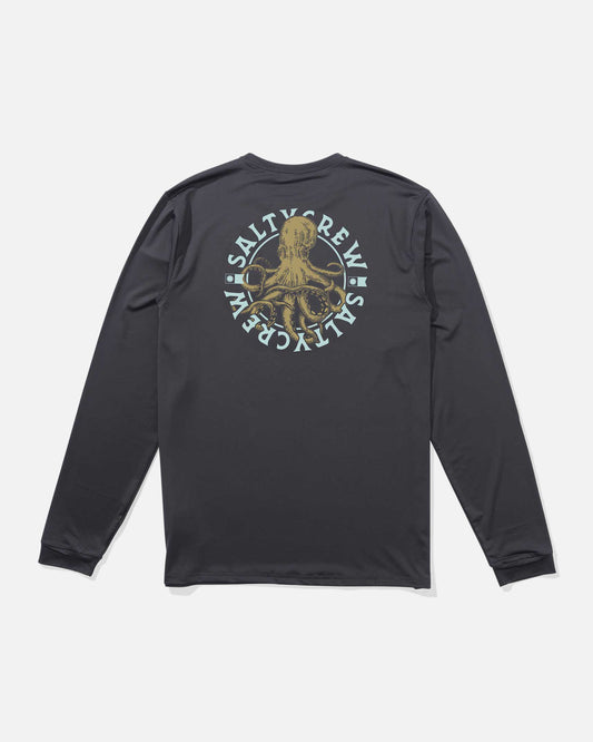 Back view of the Tentacles Long Sleeve Sunshirt - Charcoal. 