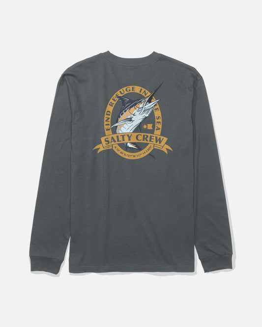 Back view of the Bill Club Long Sleeve Tee - Charcoal. 