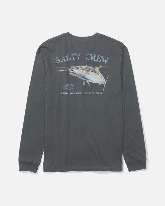 Back view of the Surface Long Sleeve Tee - Charcoal. 