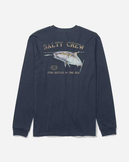 Back view of the Surface Long Sleeve Tee - Navy. 