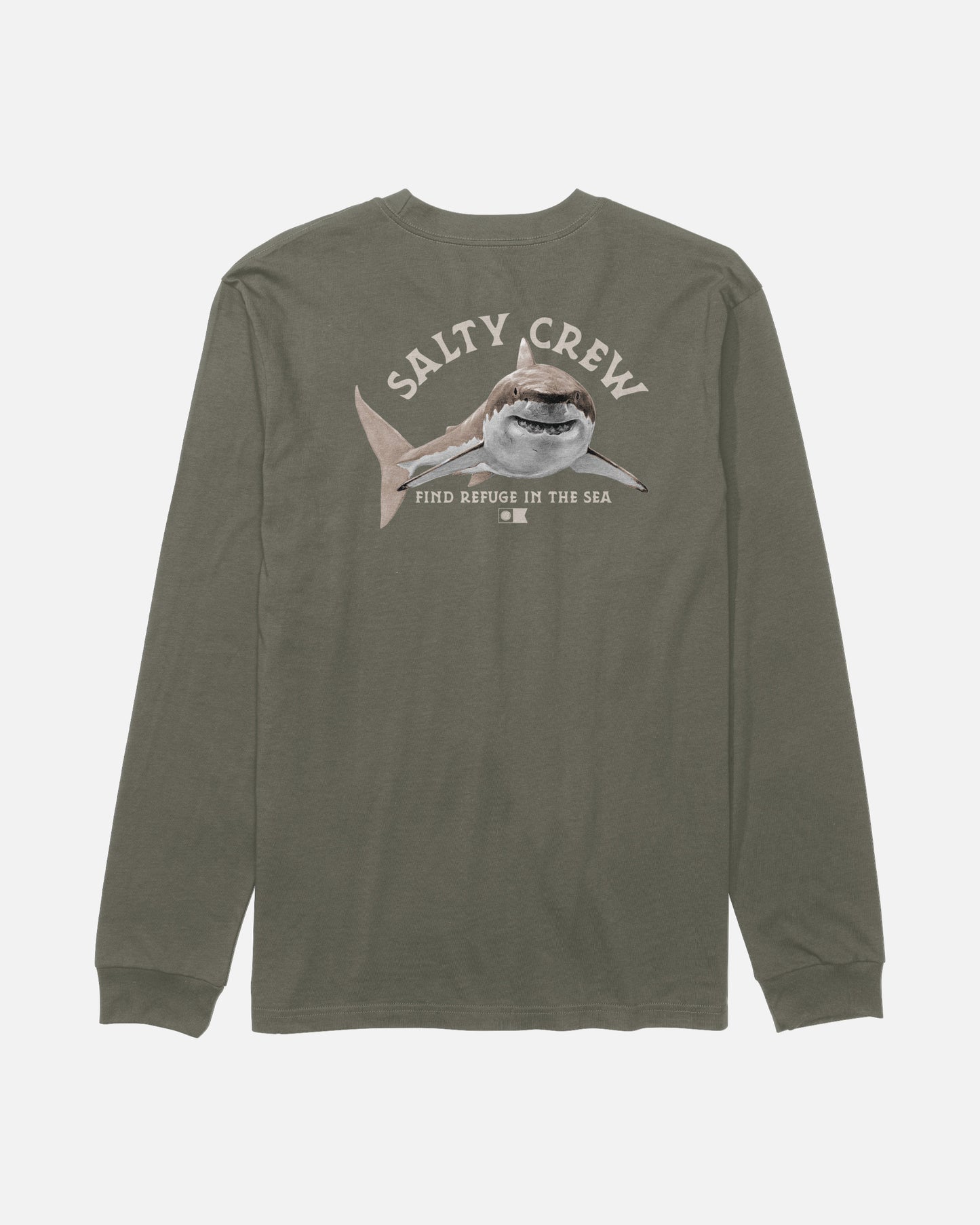 Back view of the Lurking Boys Long Sleeve Tee - Dusty Olive. 