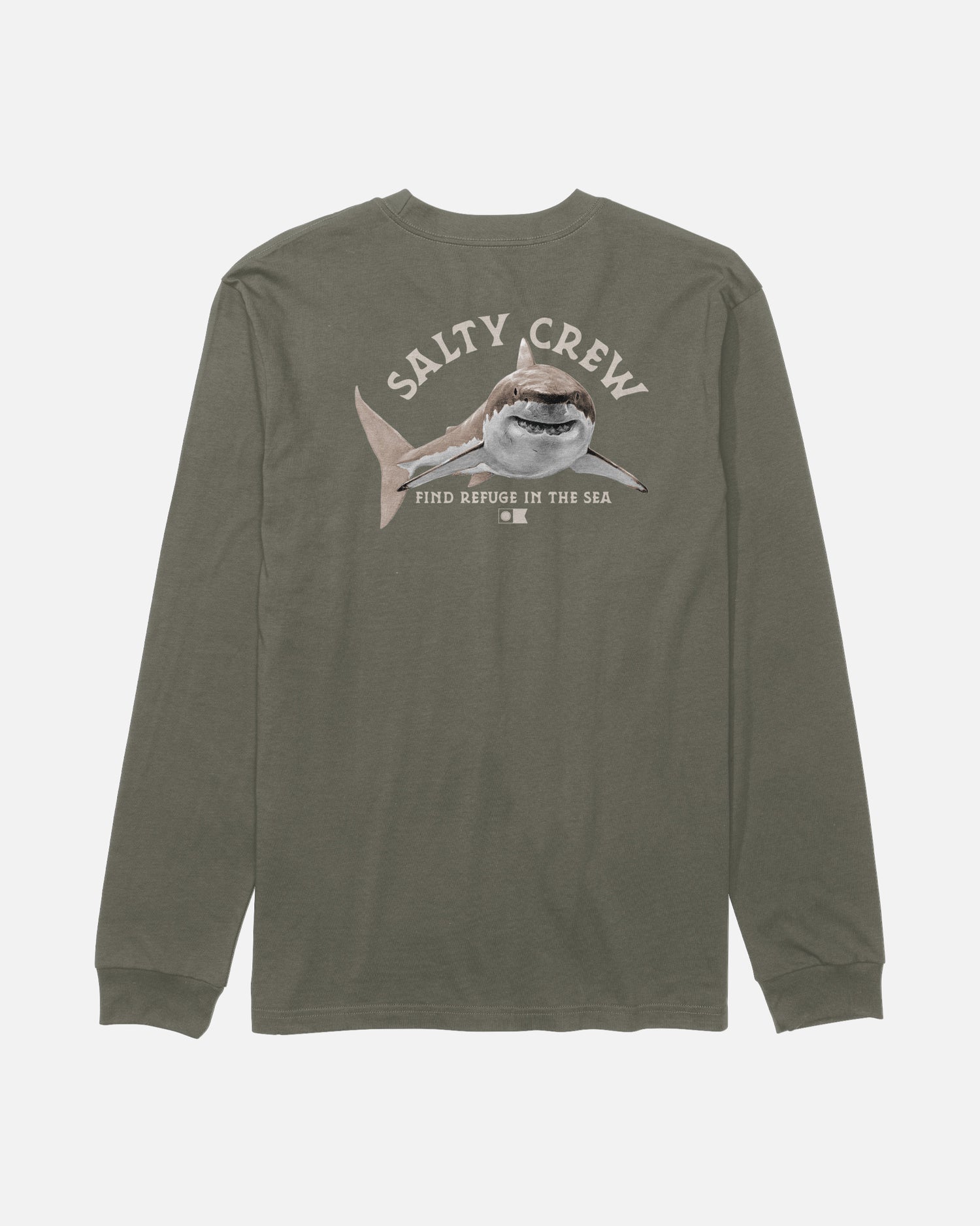 Back view of the Lurking Boys Long Sleeve Tee - Dusty Olive. 