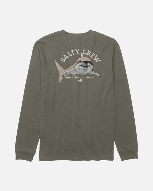 Back view of the Lurking Boys Long Sleeve Tee - Dusty Olive. 