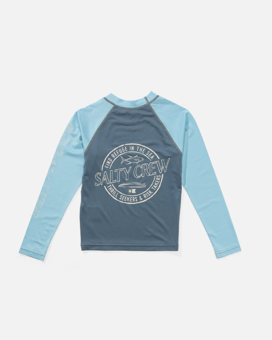 Skewed Boys Long Sleeve Rashgaurd - Channel Blue