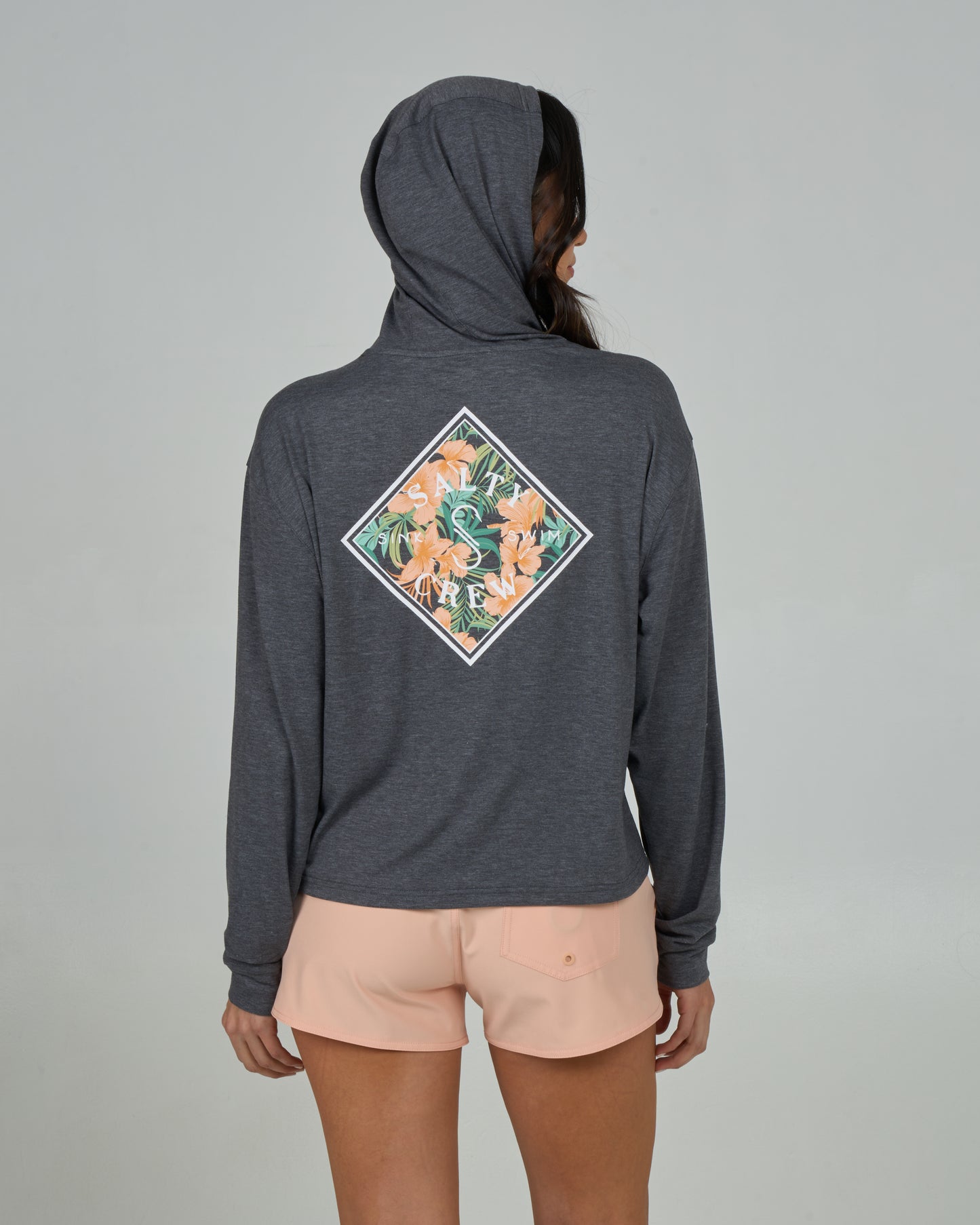 Back view of the Tippet Fill Tech Hoody - Charcoal. 