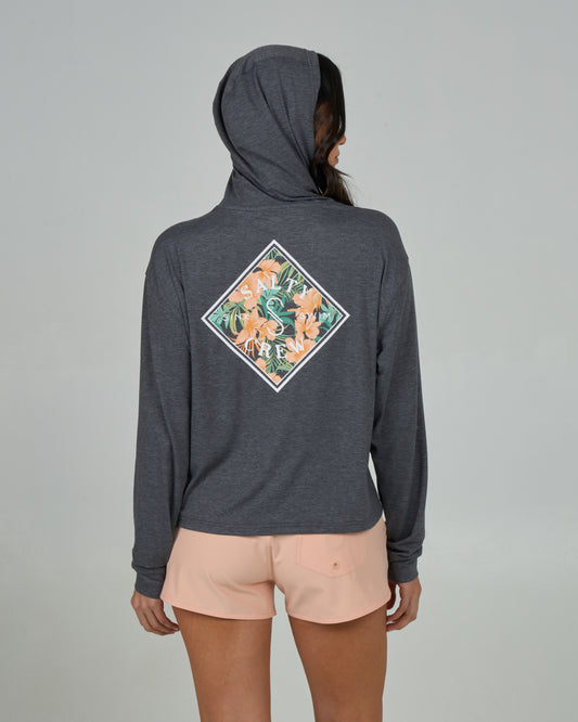 Back view of the Tippet Fill Tech Hoody - Charcoal. 