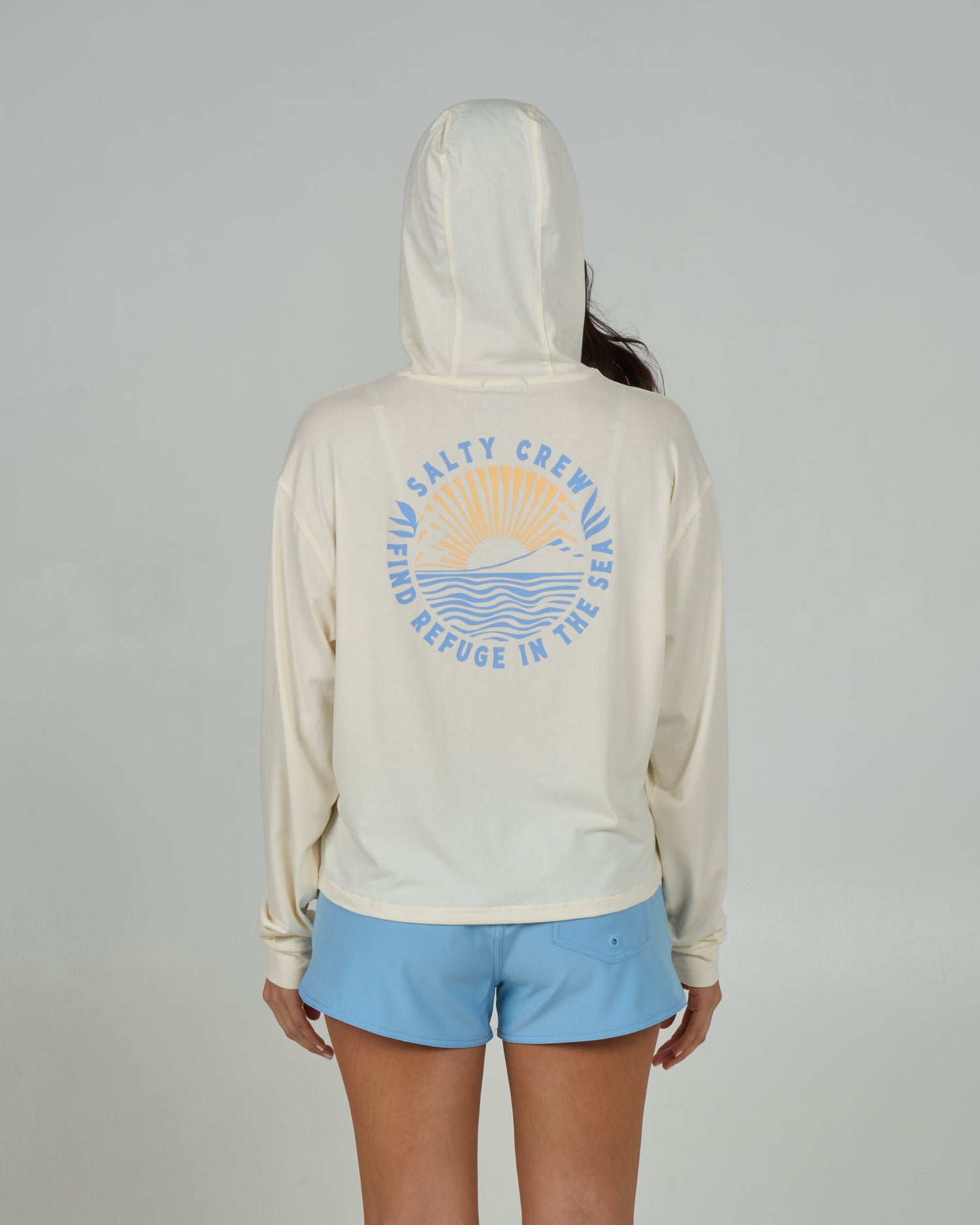 Back view of the Rays Tech Hoody - Off White. 