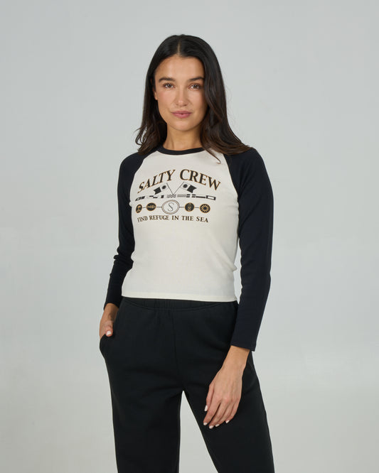 Front view of the Yacht Club Long Sleeve - Black. 
