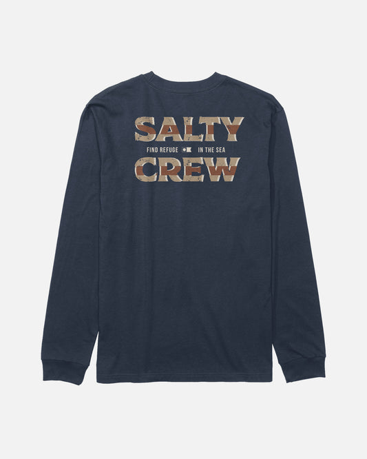 Back view of the Offset Boys Long Sleeve Tee - Navy. 
