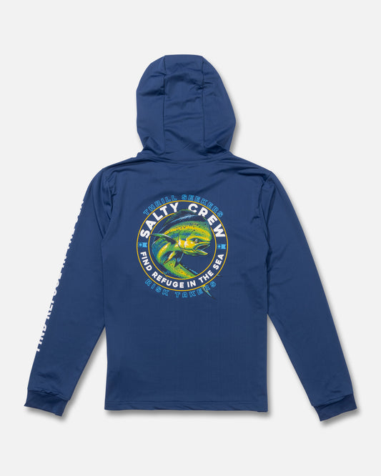 Back view of the Mahi Club Boys Sunshirt - True Navy. 