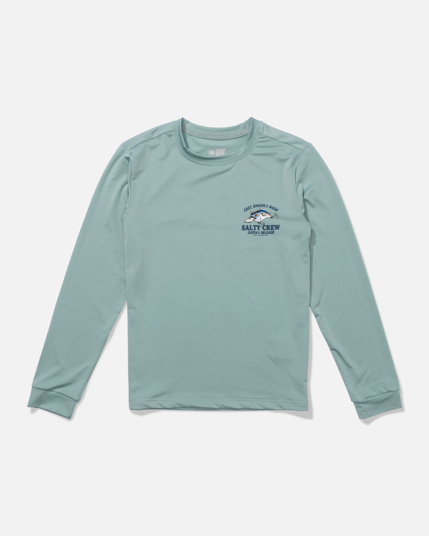 Front view of the Short Bill Boys Sunshirt - Mackerel. 