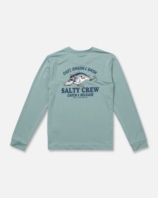Back view of the Short Bill Boys Sunshirt - Mackerel. 