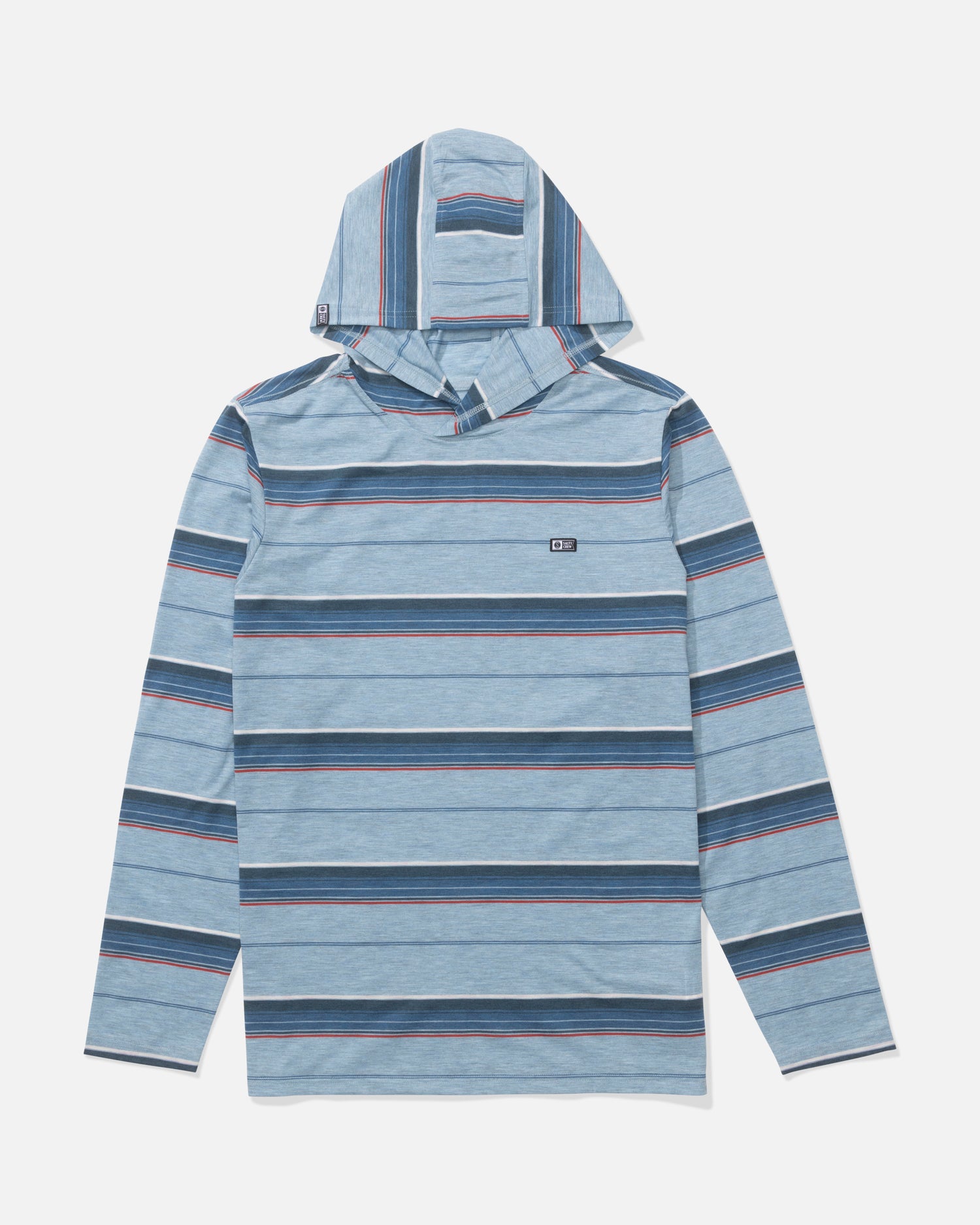 Front view of the Seaway UV Hoodie - Mineral Blue. 