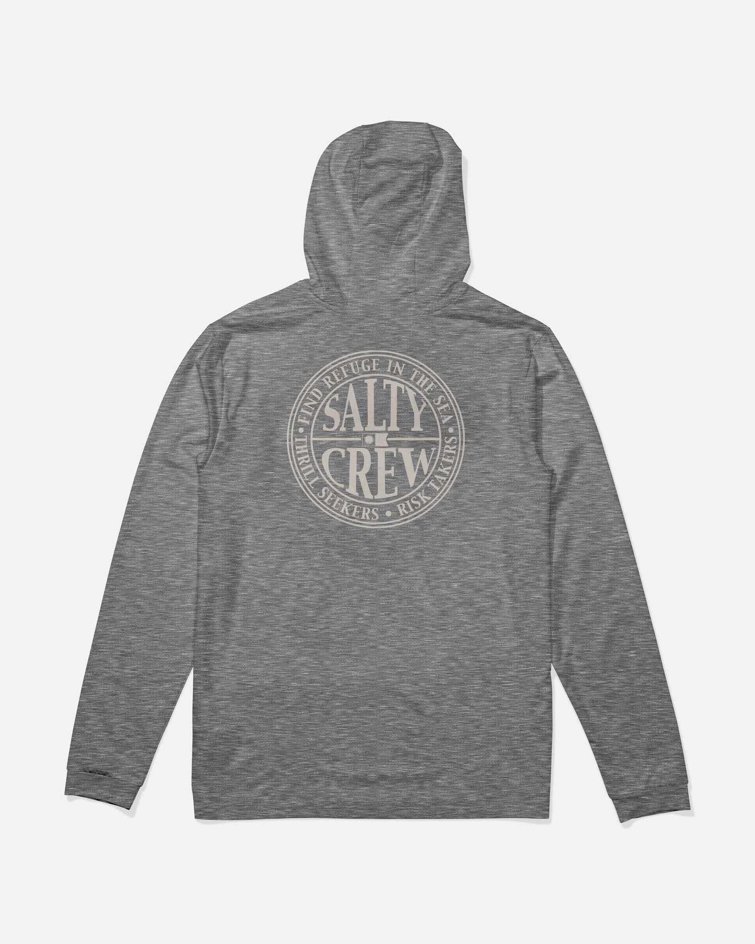 Back view of the Global Hood Sunshirt - Charcoal. 