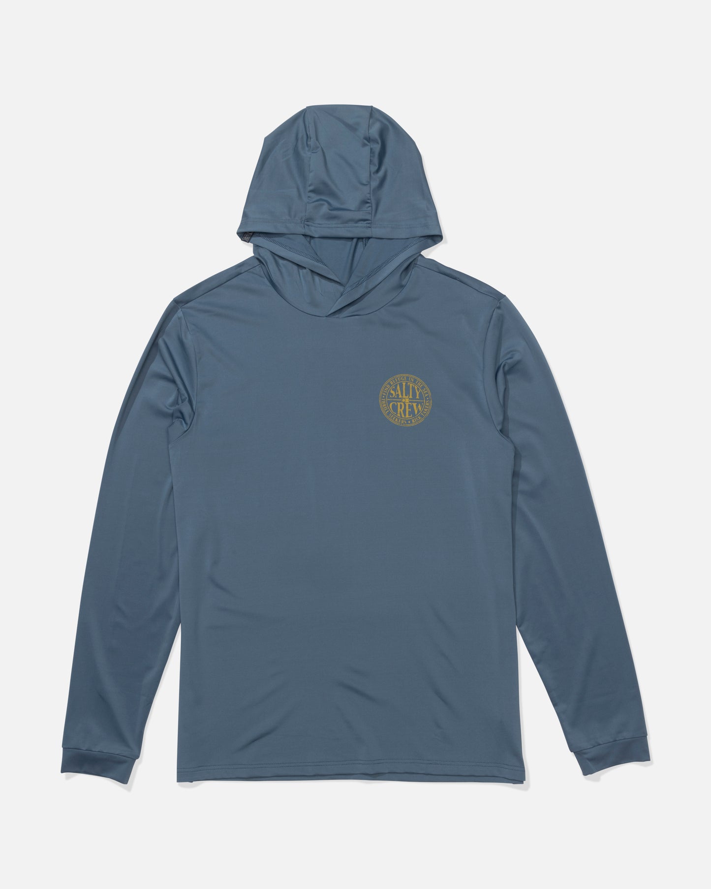 Front view of the Global Hood Sunshirt - Pilot Blue.
