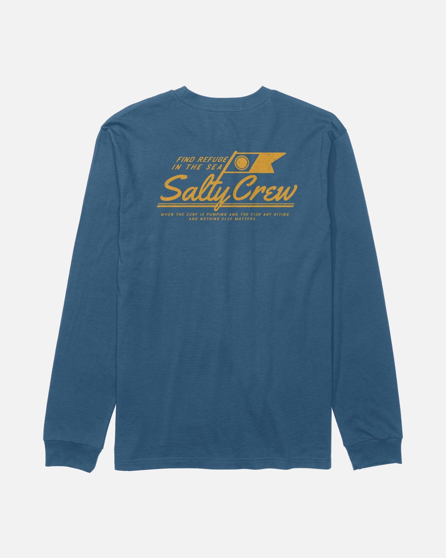 Back view of the Original Long Sleeve Tee - Cast Blue. 