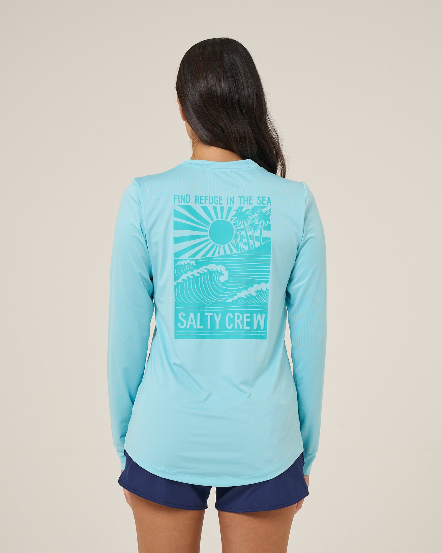 Back view of the Rise And Smile Sunshirt - Aquamarine. 