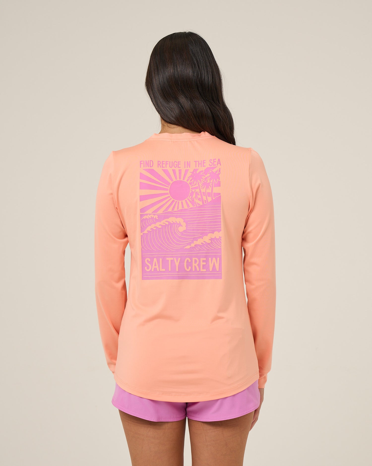 Back view of the Rise And Smile Sunshirt - Papaya. 