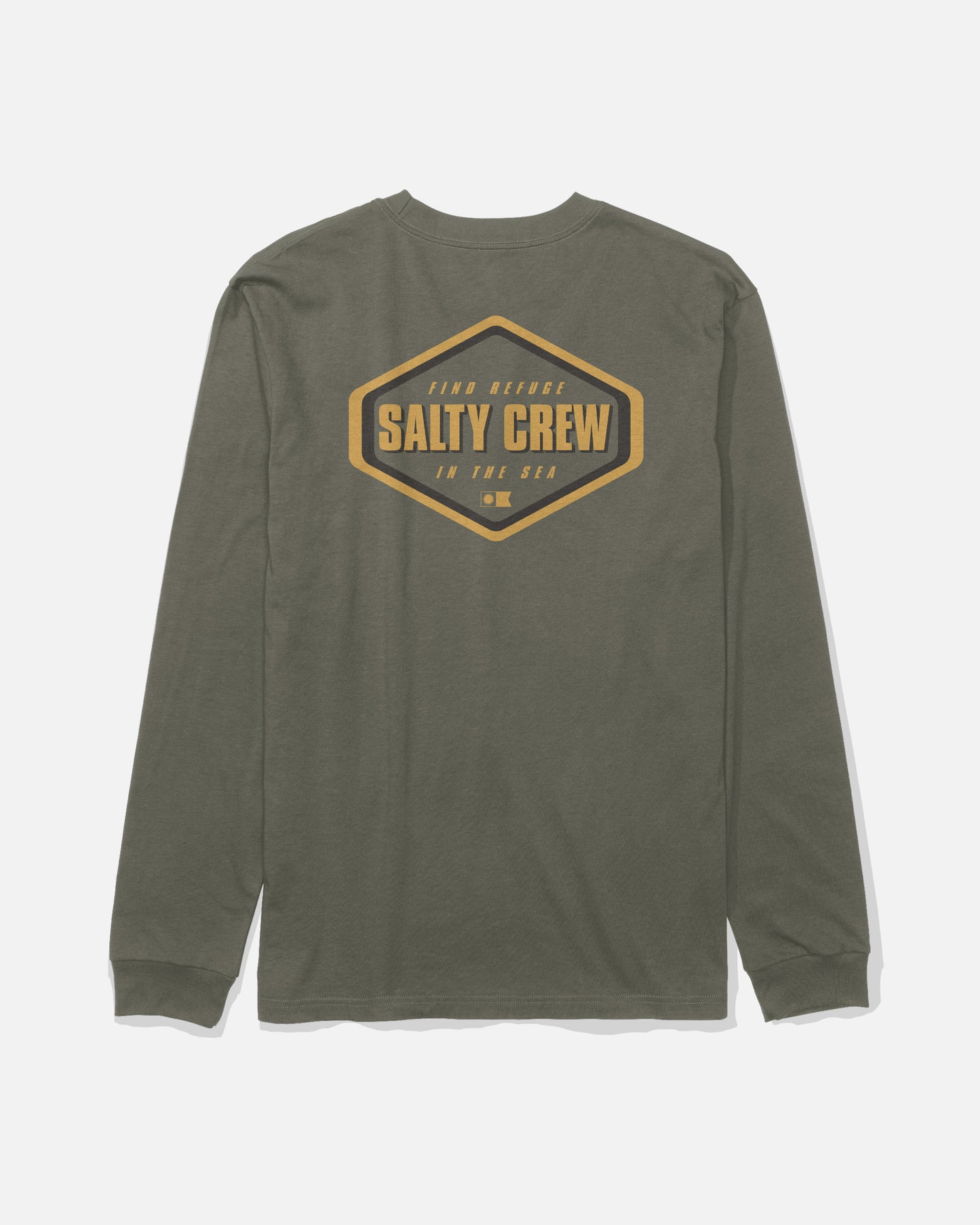 Back view of the Shapely Long Sleeve Tee - Dusty Olive. 