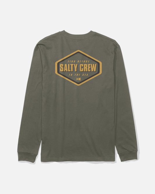 Back view of the Shapely Long Sleeve Tee - Dusty Olive. 