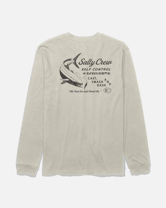 Back view of the Kelp Control Long Sleeve Tee - Bone. 