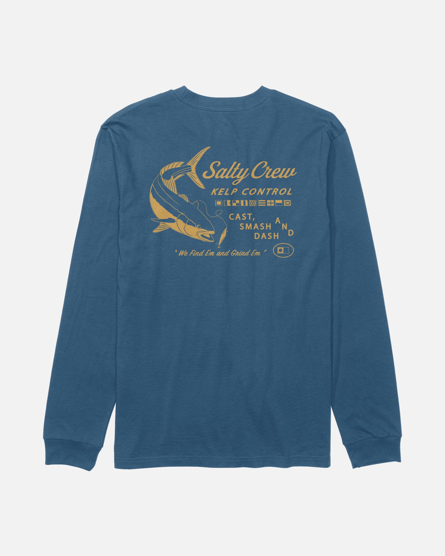 Back view of the Kelp Control Long Sleeve Tee - Cast Blue. 