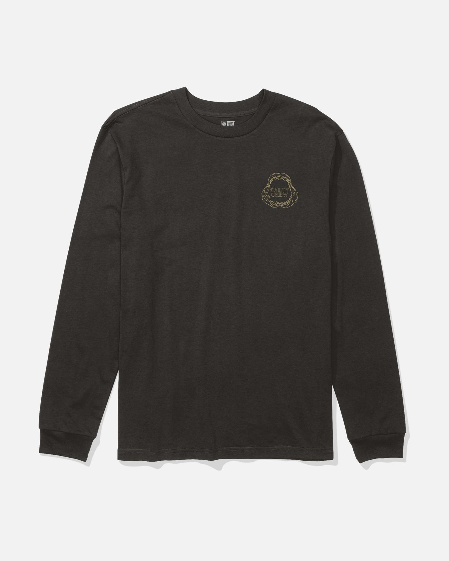 Front view of the Great White Long Sleeve Tee - Black. 