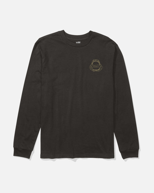 Front view of the Great White Long Sleeve Tee - Black. 
