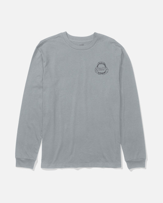 Front view of the Great White Long Sleeve Tee - Quarry. 
