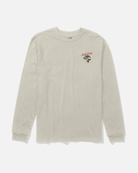 Front view of the Striped Long Sleeve Tee - Bone. 