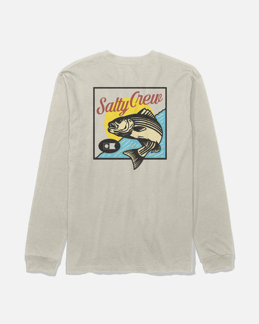 Back view of the Striped Long Sleeve Tee - Bone. 