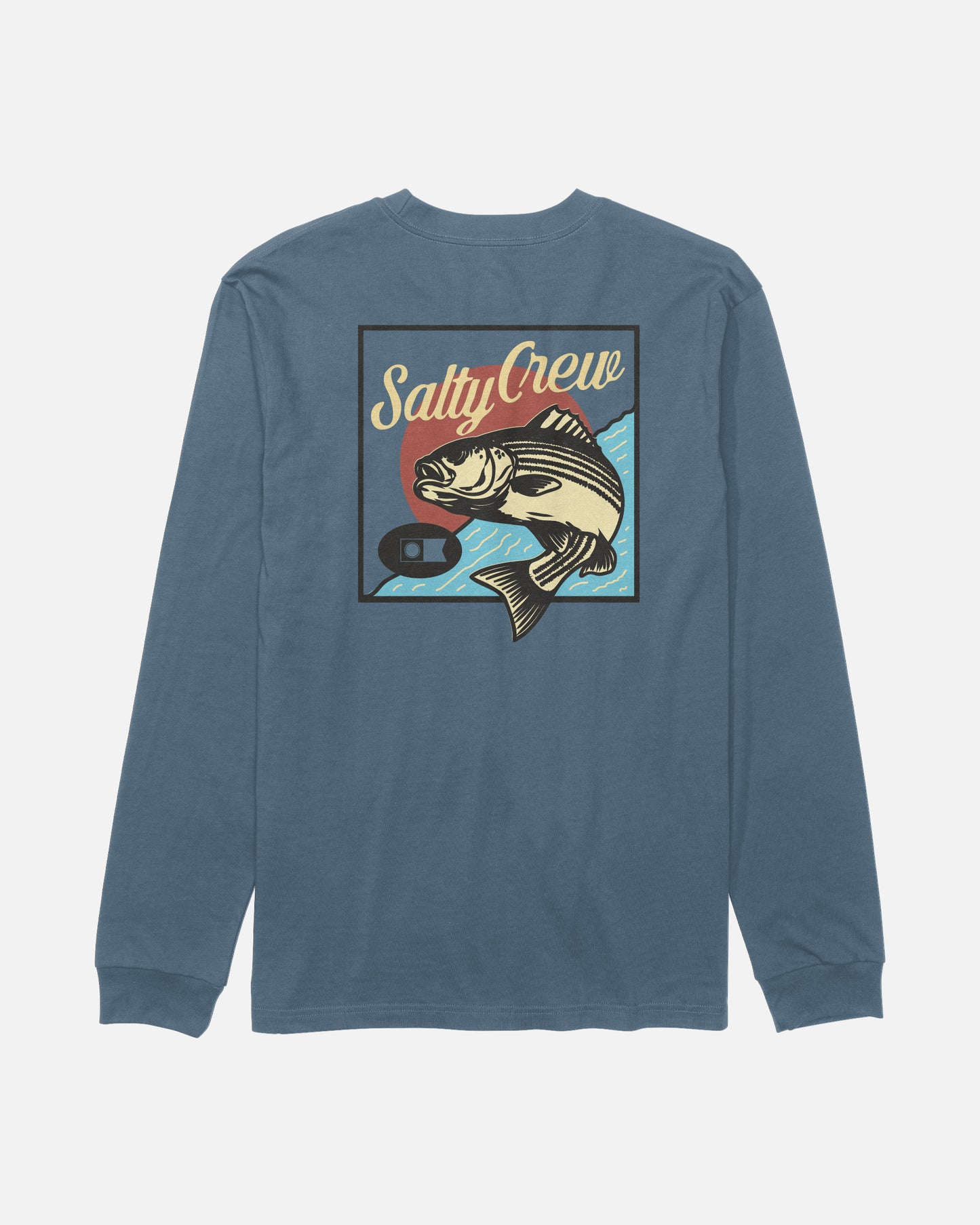 Back view of the Striped Long Sleeve Tee - Slate. 