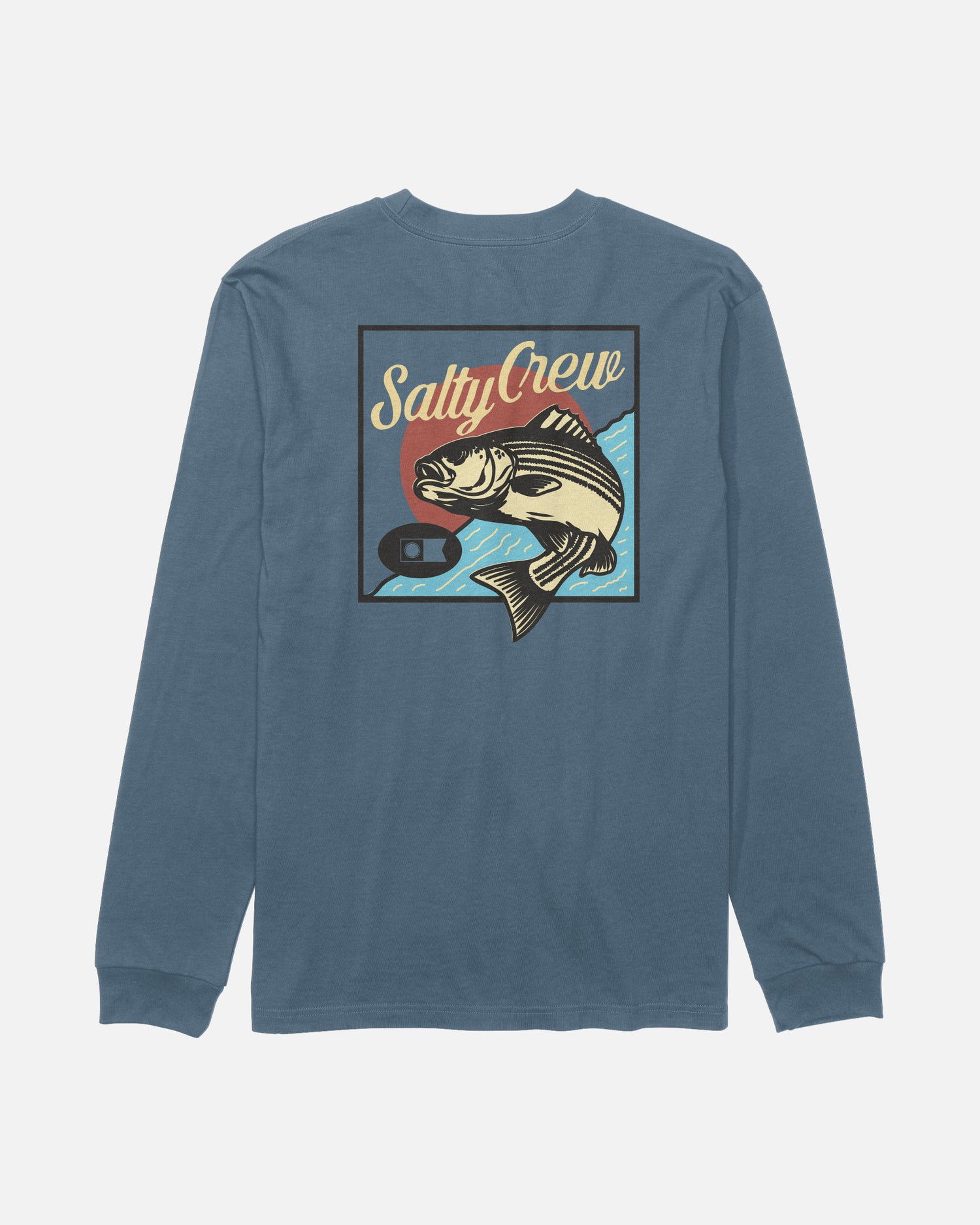 Back view of the Striped Long Sleeve Tee - Slate. 