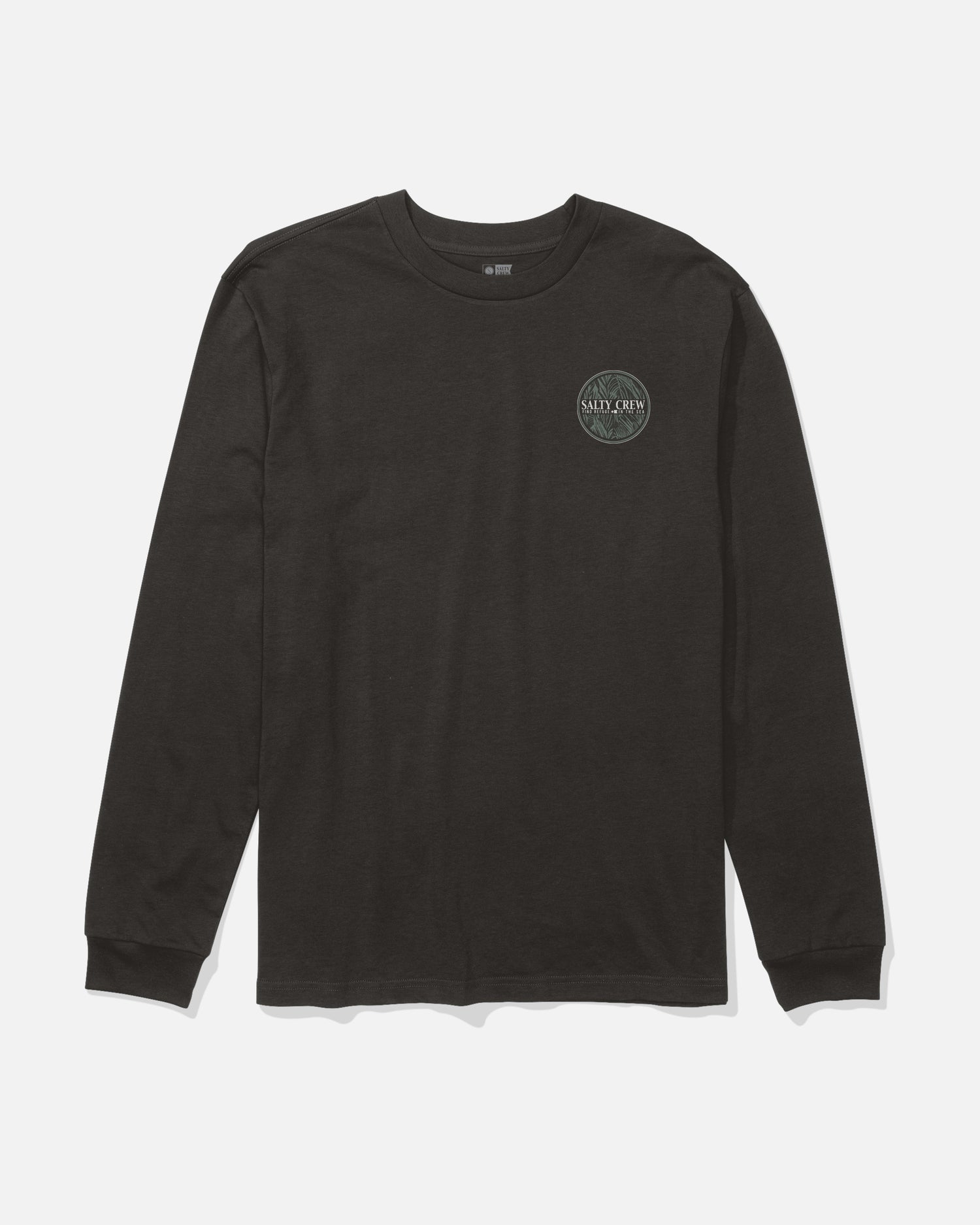 Front view of the Salty Fill Long Sleeve Tee - Black. 