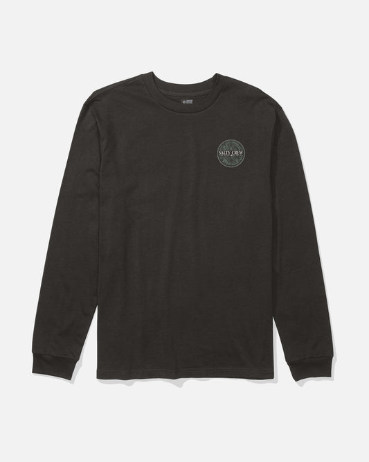 Front view of the Salty Fill Long Sleeve Tee - Black. 