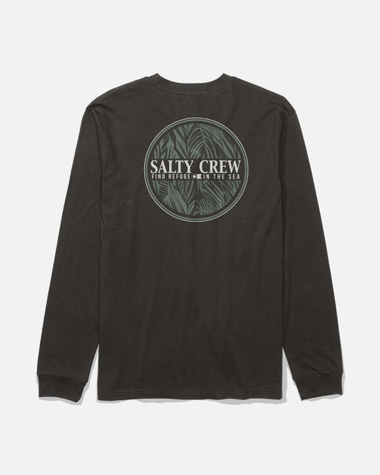 Back view of the Salty Fill Long Sleeve Tee - Black. 
