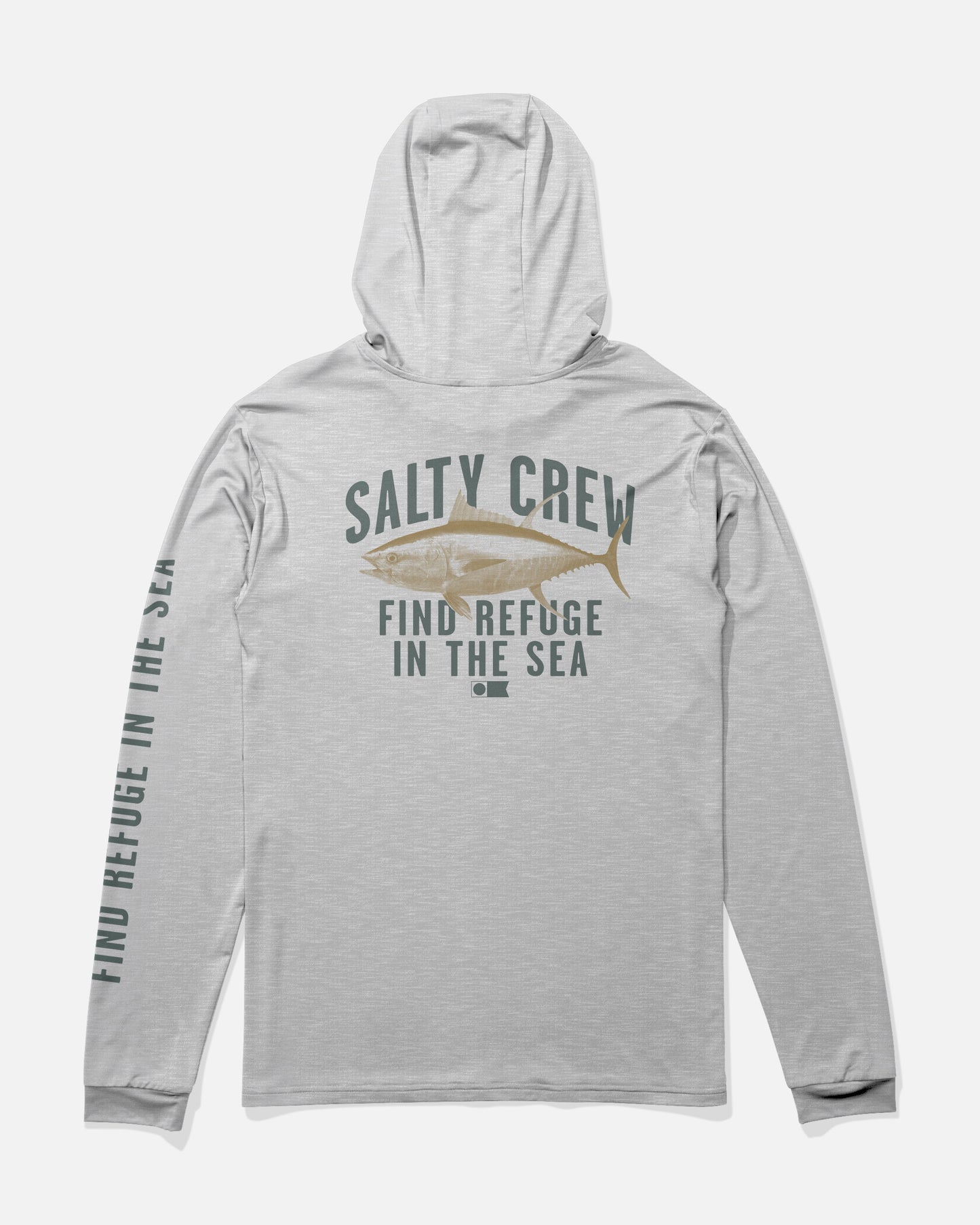 Back view of the Bitmap Hood Sunshirt - Grey Heather. 