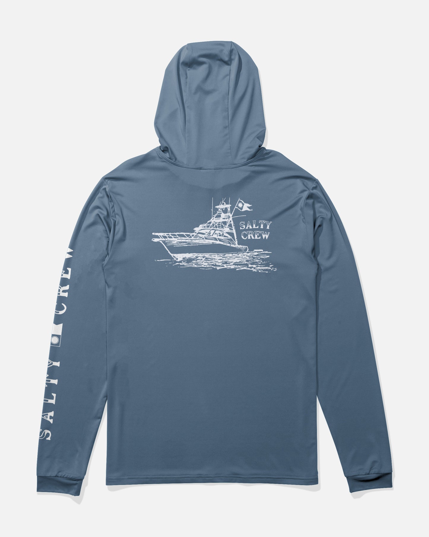 Back view of the On Board Hood Sunshirt - Captains Blue. 
