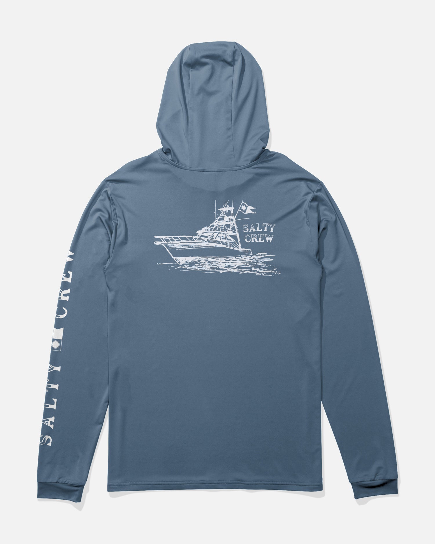 Back view of the On Board Hood Sunshirt - Captains Blue. 